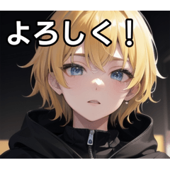 Blonde boy with black hoodie