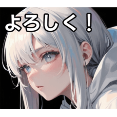 White hoodie and silver-haired girl