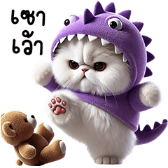 White Cat Purple Dino (Isan)