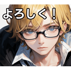 intelligent blonde boy with glasses