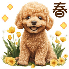 Spring-inspired poodle sticker