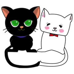 Black Cat & White Cat Sticker