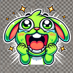 Crazy Green Bunny Stickers