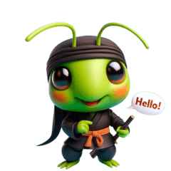 Cute ninja grasshopper sticker 002