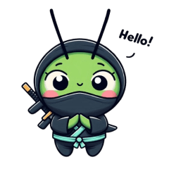 Cute ninja grasshopper sticker 001