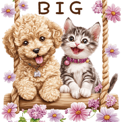 Toy poodle and cat BIG stickers