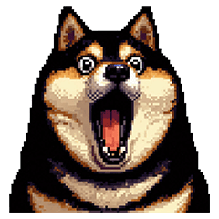 Pixel art no word fat black shiba dog