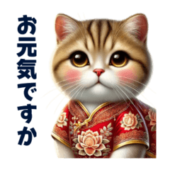 Tabby Kitten in Chinese Outfit