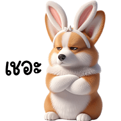 cute Corgi rabbit ears