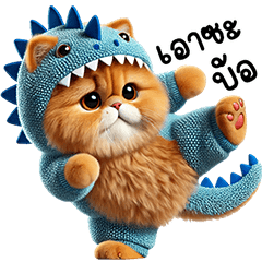 Orange Cat Sky Blue Dino (Isan)