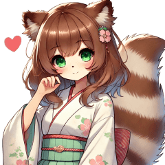 Fluffy Tanuki Girl: Spring Stickers