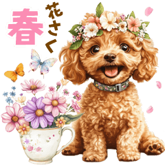 Spring has sprung! Toy poodle stickers.