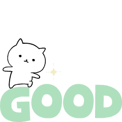 Large font and moving white cat