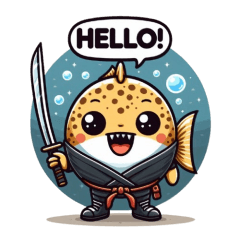 Cute ninja piranha sticker 001