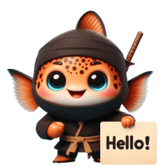 Cute ninja piranha sticker 002