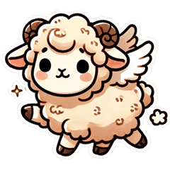 Cute fluffy angel sheep sticker