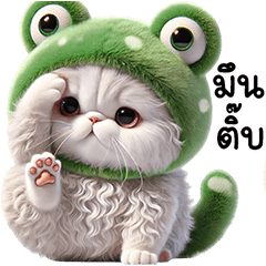 White Cat Green frog (Isan)