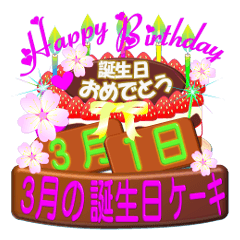March Birthday Cake Sticker 003 Line Stickers Line Store