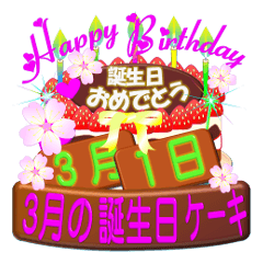 March birthday cake Sticker-003