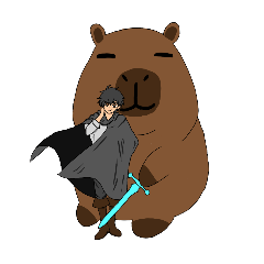Aventurer and capybara