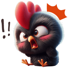 Black chicken annoyed face