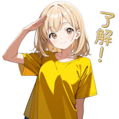 Cute blonde yellow shirt girl's daily