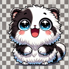 Panda-Patterned Chibi Cat Emotions