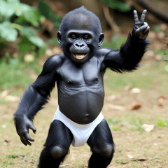 Child gorilla in pants