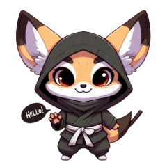 Cute ninja fennec fox sticker 001