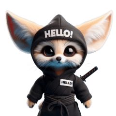 Cute ninja fennec fox sticker 002