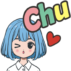 Girl stickers-Blue hair color