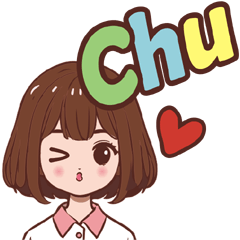 Girl stickers- brown hair color