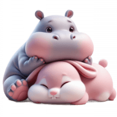 Chubby Hippo  Pink Bunny Love Daily Life