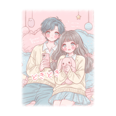 Cute fancy illustration couple japanese