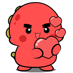 Red Grumpy Dino 3 : Animated