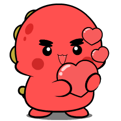 Red Grumpy Dino 3 : Animated