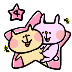 Cat and Rabbit Sticker ver.4