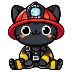 The black cat firefighter, assists
