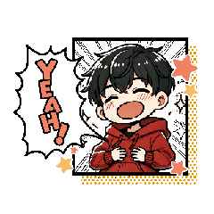 暖萌紅帽T少年動態貼圖