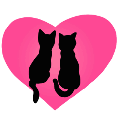 Simple black cats - LOVE -