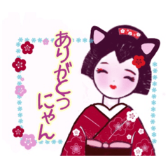 nekoyakko_  kimono sugatano neko