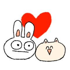rabbit and cat is friend!