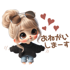 毎日使えるギャルスタンプ♥お団子ヘア