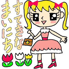 The sticker of Kawaii girl