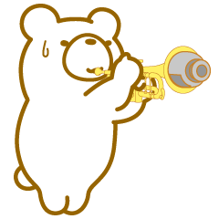 Bear playing the trumpet.