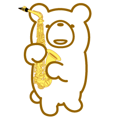 Bear playing the alto saxophone.