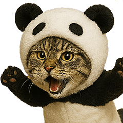 Cat in a panda costume