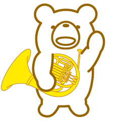 Bear playing the horn.