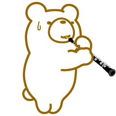 Bear playing the oboe.