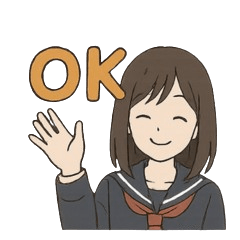 A schoolgirl greeting sticker.